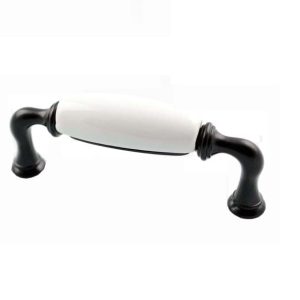 Kitchen cabinet handles black white porcelain 96mm