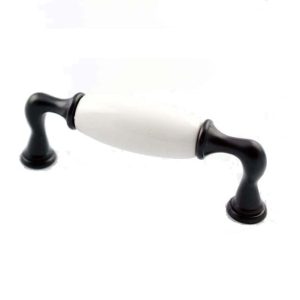 Kitchen cabinet cupboard handles black white porcelain 96mm