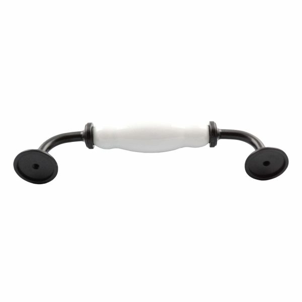 Kitchen cabinet handles black white porcelain 128mm - Image 5