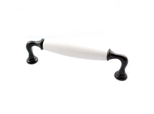 Kitchen cabinet handles black white porcelain 128mm - Image 4