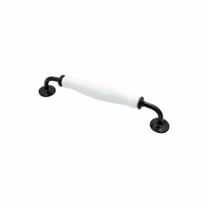 Kitchen cabinet handles black white porcelain 160mm