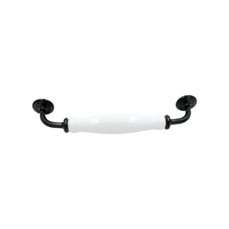 Kitchen handles black white porcelain 160mm