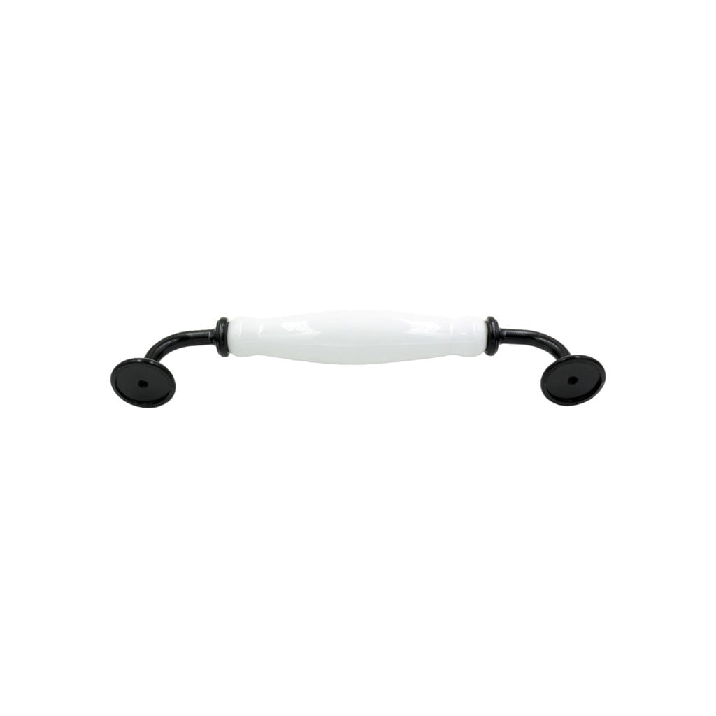 Kitchen handles black white porcelain 160mm