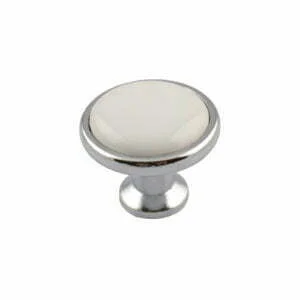 Kitchen cabinet knobs round chrome white Porcelain 32mm