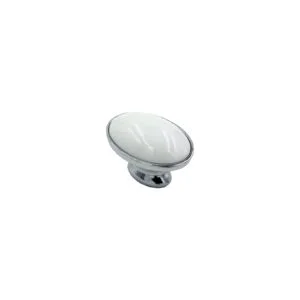 Kitchen cabinet knobs oval chrome white Porcelain 40mm