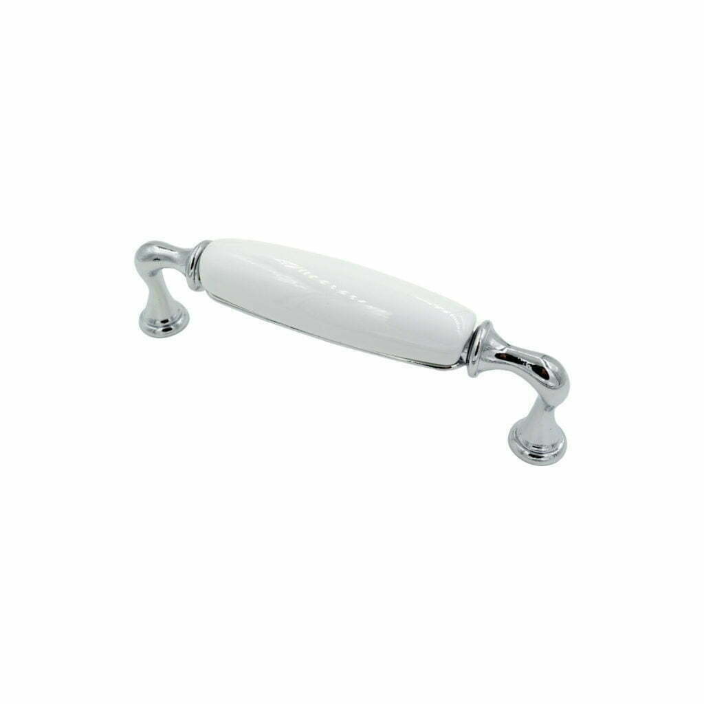 Kitchen handles chrome white Porcelain 128mm
