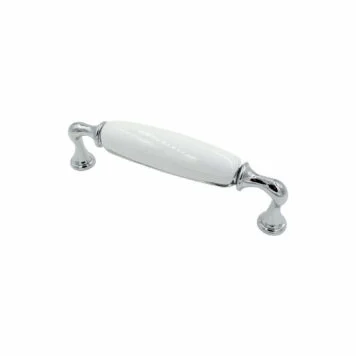 Kitchen cabinet handles chrome white Porcelain 128mm