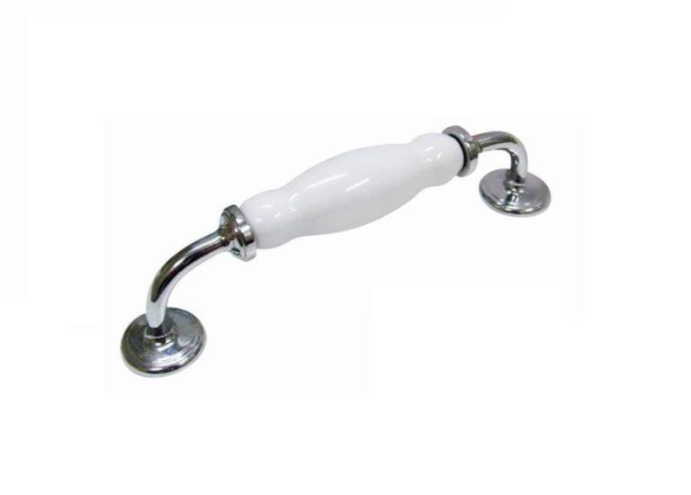 Kitchen handles chrome white Porcelain 128mm