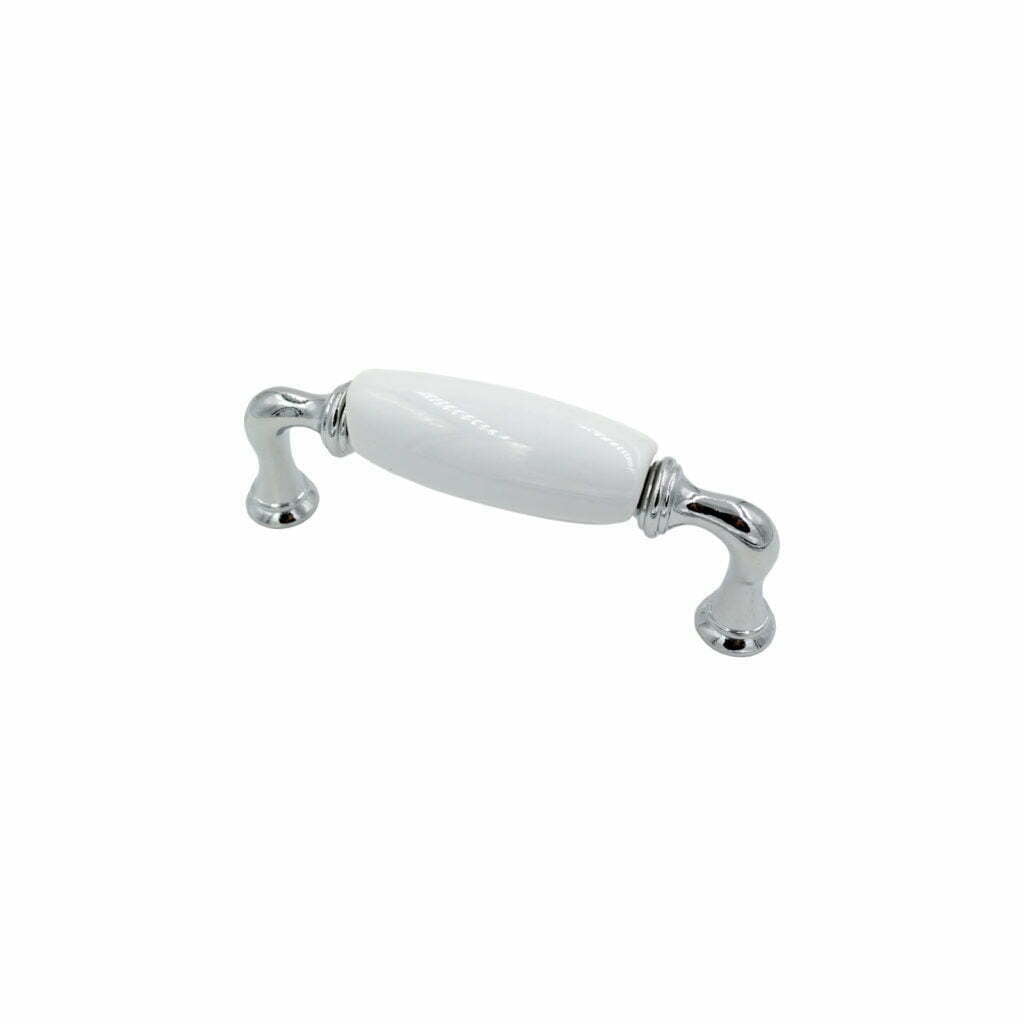 Kitchen handles chrome white Porcelain 96mm