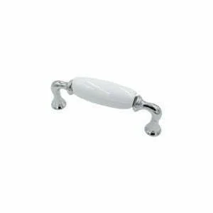Kitchen cabinet handles chrome white Porcelain 96mm