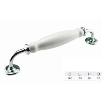 Kitchen cabinet handles chrome white Porcelain 160mm
