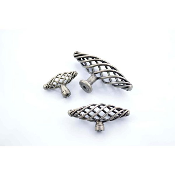 Provincial kitchen cabinet birdcage knobs antique pewter