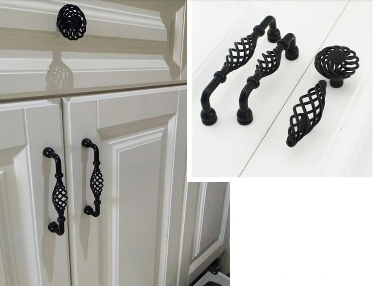 Provincial kitchen twist cabinet handles matt black - Image 3