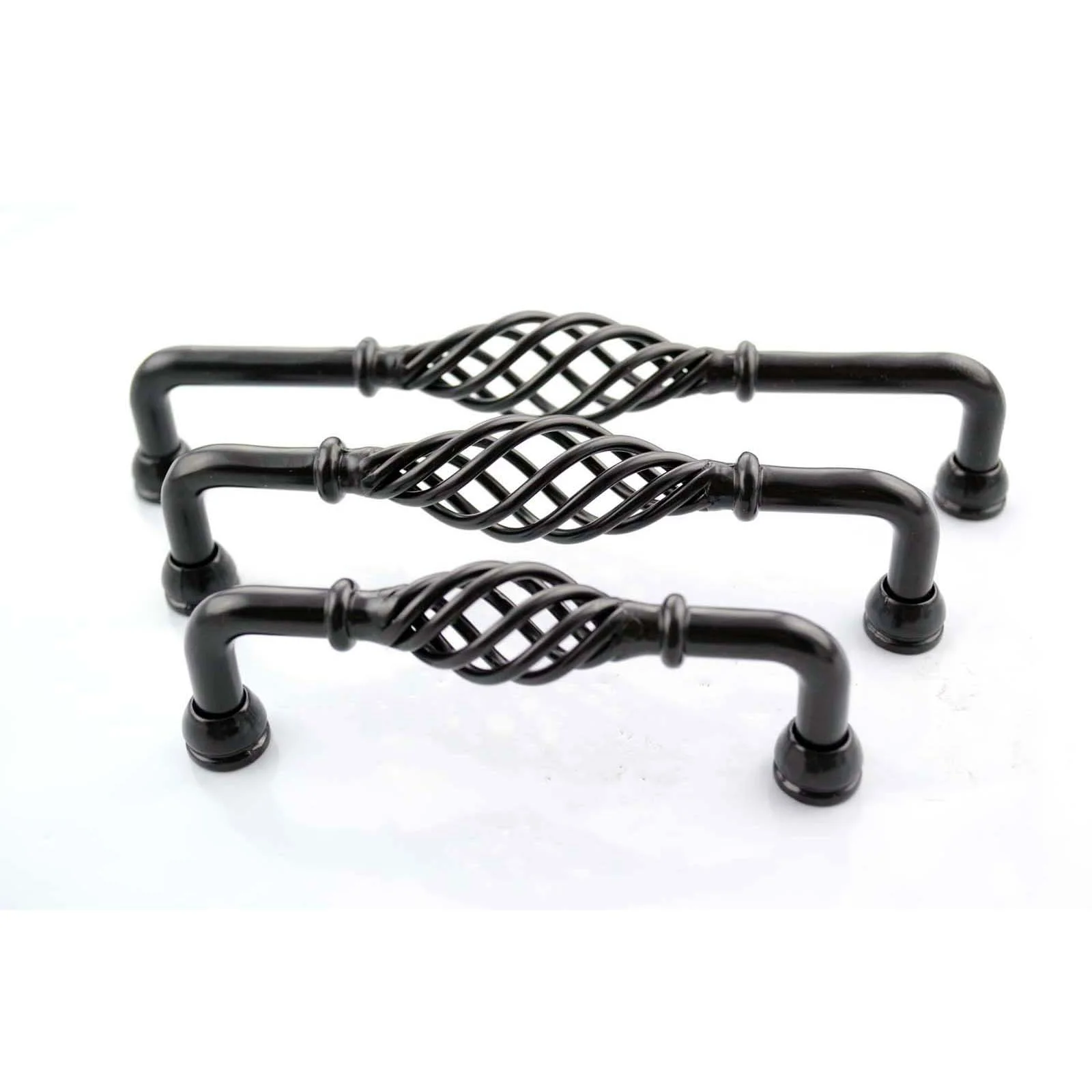 Provincial kitchen twist cabinet handles matt black