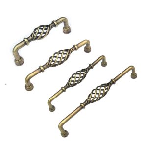 Provincial kitchen cabinet handles twist antique brass