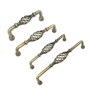 Provincial kitchen cabinet handles twist antique brass