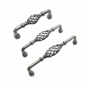 Provincial kitchen cabinet twist handles antique pewter