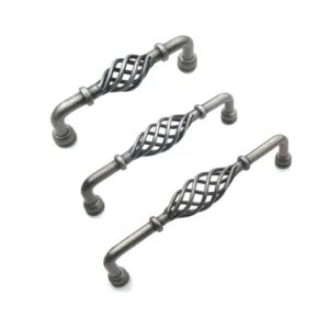 Provincial kitchen cabinet twist handles antique pewter