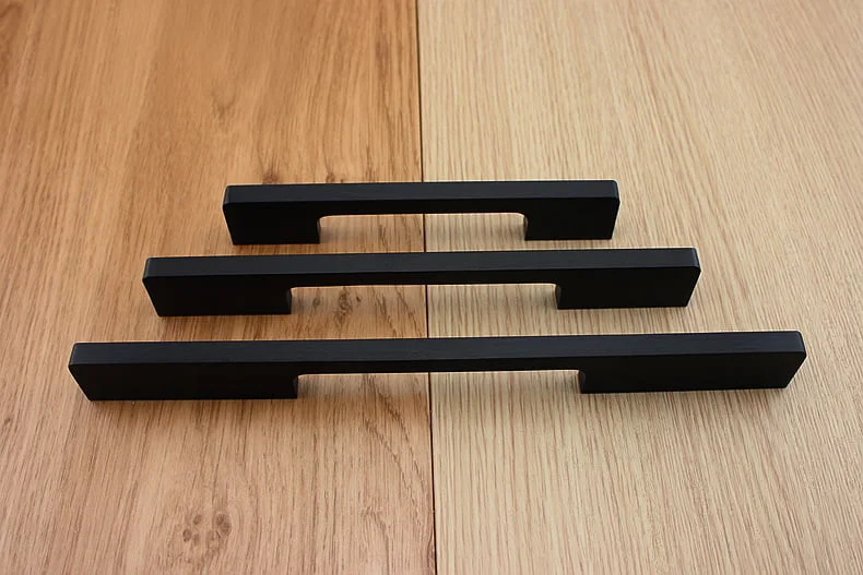 Contemporary Kitchen Drawer Cabinet handles square Canberra Matt Black - Image 3