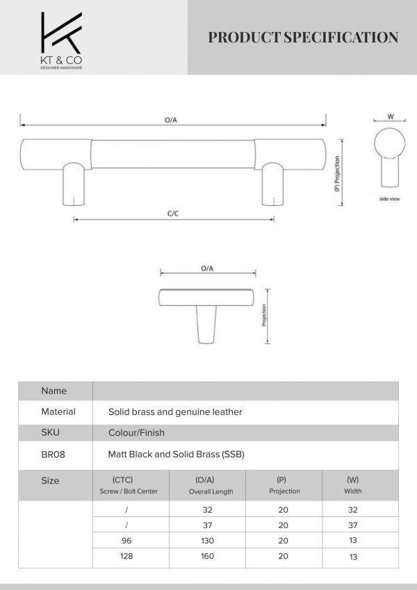 Leather Drawer handles solid brass - Image 9