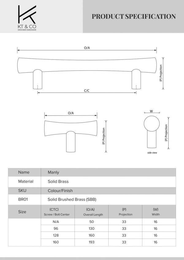 kitchen drawer handles Manly solid brass - Image 3