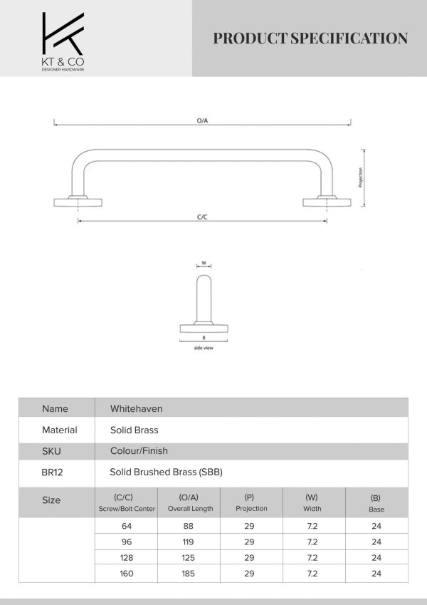 kitchen drawer handles whitehaven solid brass - Image 6