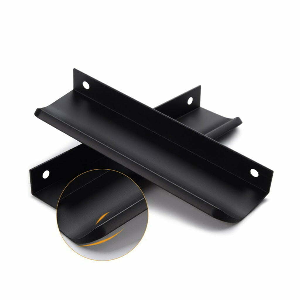 Contemporary Kitchen lip pull handles Matt Black