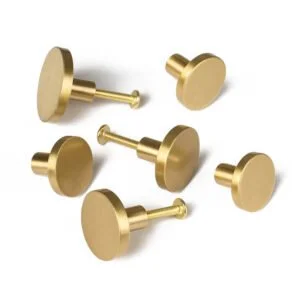 Kitchen button round knobs solid brass