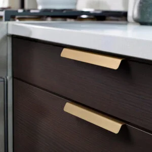 kitchen cabinet lip pull handles brass Jervis Bay