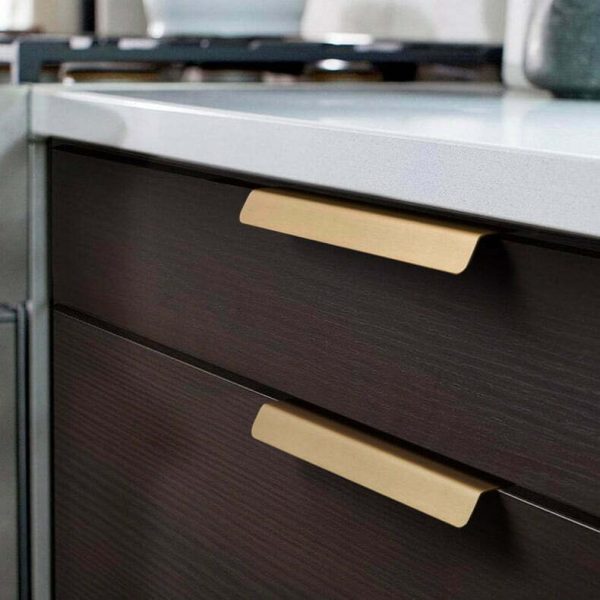 kitchen cabinet lip pull handles brass Jervis Bay