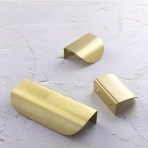 Brass kitchen lip pull handles round Lismore