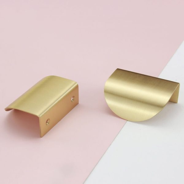 Brass kitchen lip pull handles round Lismore - Image 2