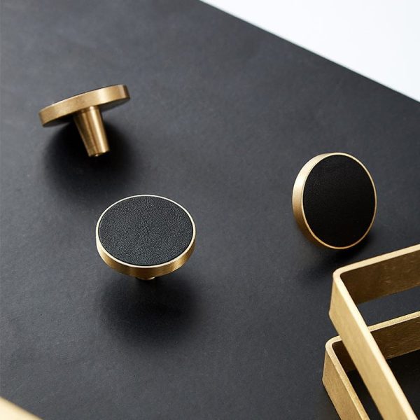 Leather Drawer handles solid brass - Image 5