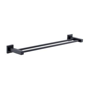 London Bathroom Double Towel Rails Matte Black