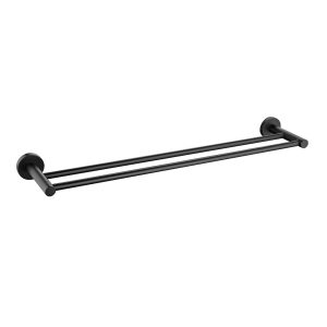 Madrid Bathroom Double Towel Rails Matte Black