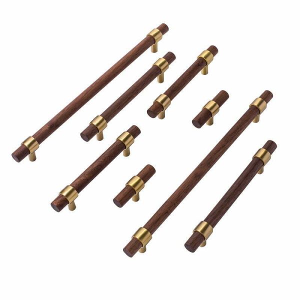 kitchen drawer handles walnut wood solid brass Cable Beach - Image 3