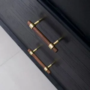 kitchen drawer handles walnut wood solid brass Cable Beach