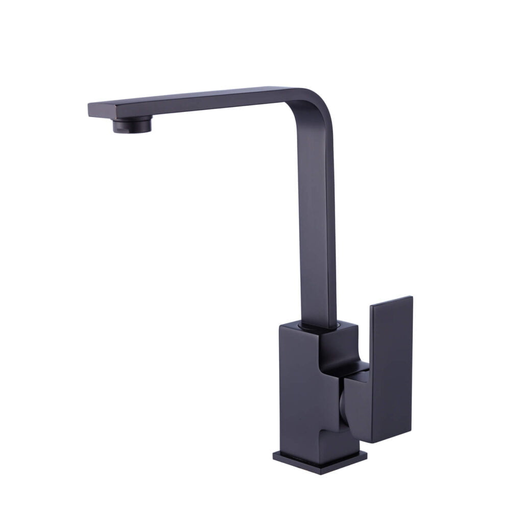 Matte Black Kitchen Tap Mixer Square Neck Tall 320mm