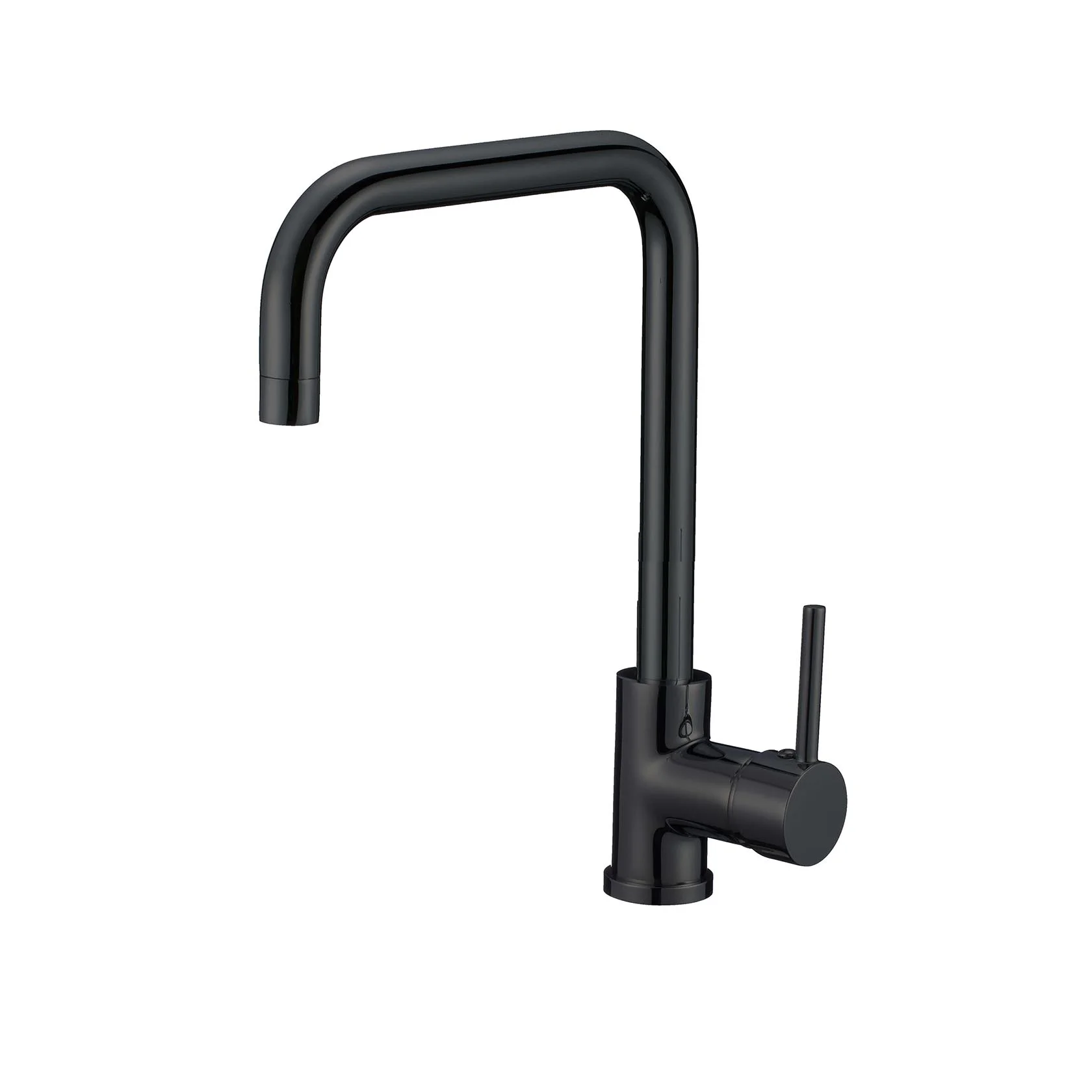 Matte Black Kitchen Tap Mixer Swivel Square Neck 330mm
