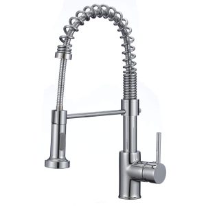 Kitchen mixer tap w/ pull down spout chrome