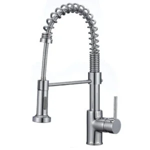 Kitchen mixer tap w/ pull down spout chrome