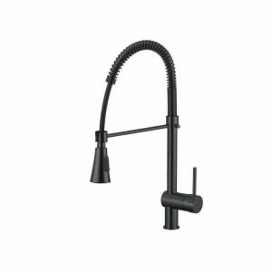 Matte Black Kitchen Tap Mixer Gooseneck Pull Down Spray Spout
