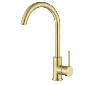 Kitchen Gooseneck mixer tap brass