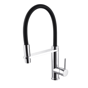 Kitchen sink mixer tap chrome w/ pull down rubber spout