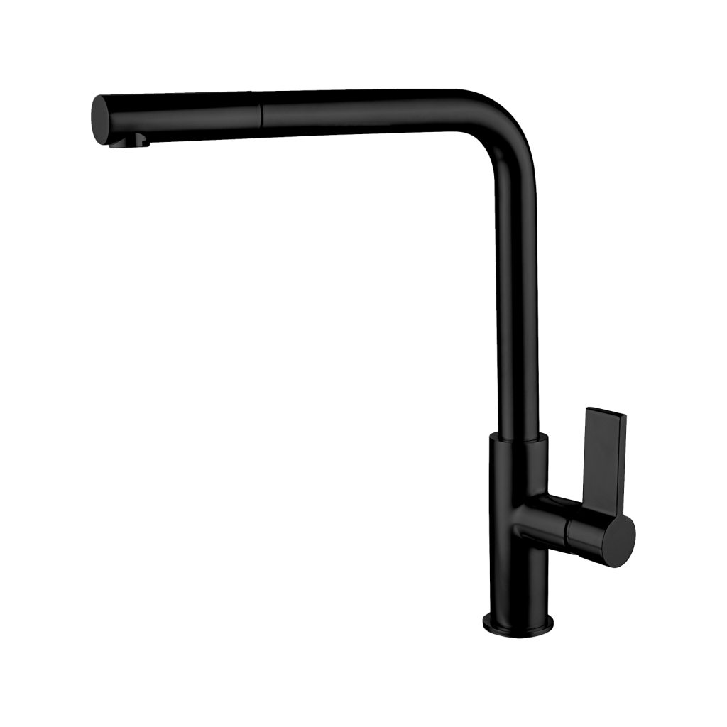 Kitchen Mixer & Taps Black & Brass Pull Out Sink Mixer Tap