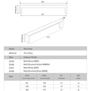 Kitchen Handles Anna bay Specification
