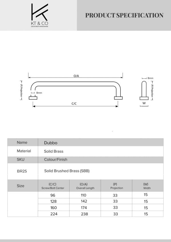 kitchen cabinet handles Dubbo solid brass - Image 6