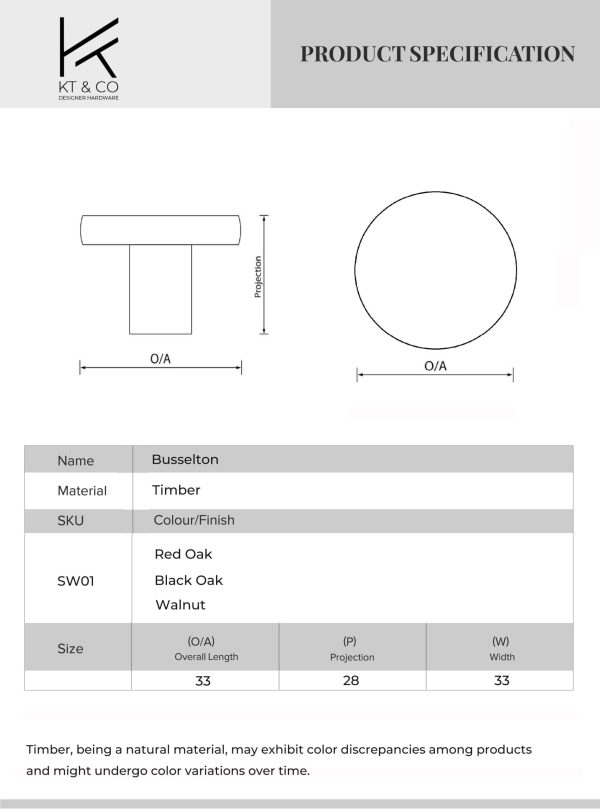 Kitchen wood knobs round Busselton - Image 2