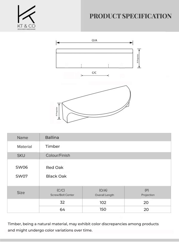 Kitchen timber handles half moon luna pull Ballina - Image 2