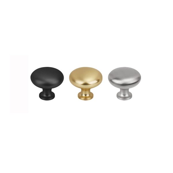 Kitchen drawer knobs round mushroom matt black / brushed nickel / brass